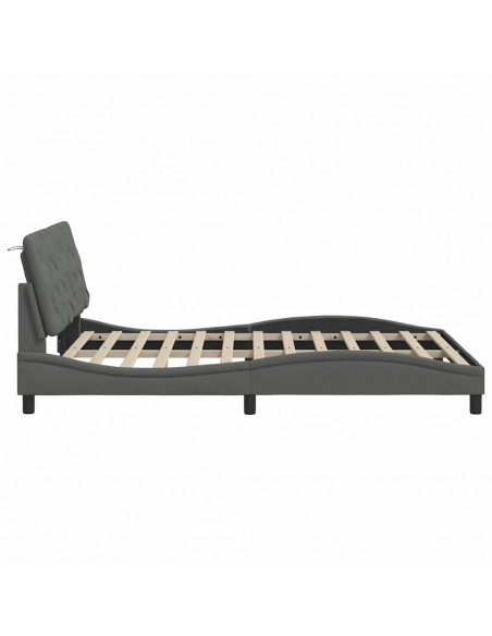 Giroletto con LED senza Materasso Grigio Scuro 140x190 cm