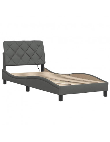 Giroletto con LED senza Materasso Grigio Scuro 90x200cm Tessuto