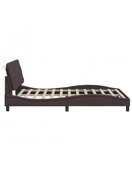 Giroletto con LED senza Materasso Marrone Scuro 120x200 cm