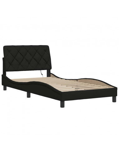 Giroletto con LED senza Materasso Nero 100x200 cm in Tessuto