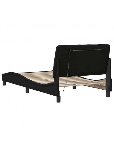 Giroletto con LED senza Materasso Nero 100x200 cm in Tessuto