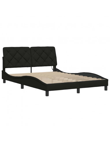 Giroletto con LED senza Materasso Nero 140x190 cm in Tessuto