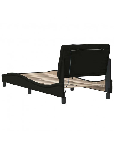 Giroletto con LED senza Materasso Nero 90x190 cm in Tessuto