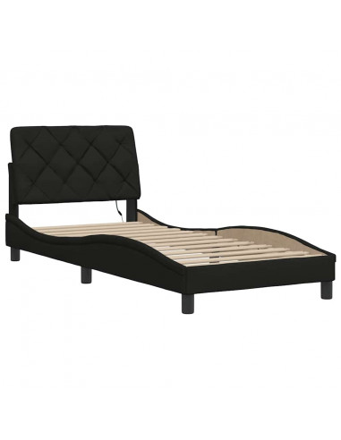 Giroletto con LED senza Materasso Nero 90x200 cm in Tessuto