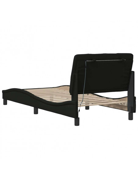 Giroletto con LED senza Materasso Nero 90x200 cm in Tessuto