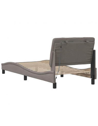 Giroletto con LED senza Materasso Tortora 90x190 cm Tessuto