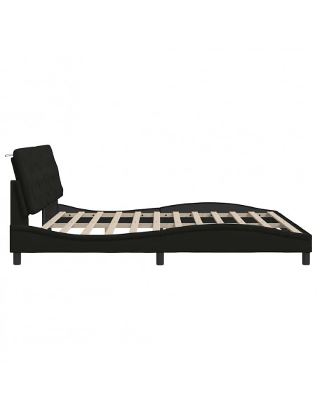 Giroletto senza Materasso Nero 200x200 cm in Tessuto