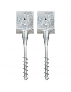 Picchetti di Terra 2 pz Argento 14x14x58 cm in Acciaio Zincato