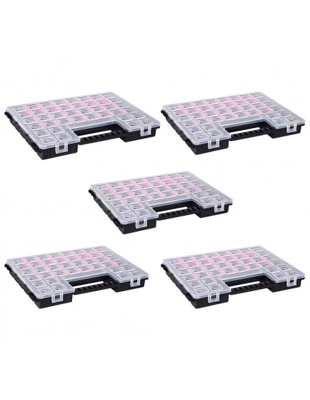Scatole Assortimento 5 pz con Divisori 385x283x50mm in Plastica