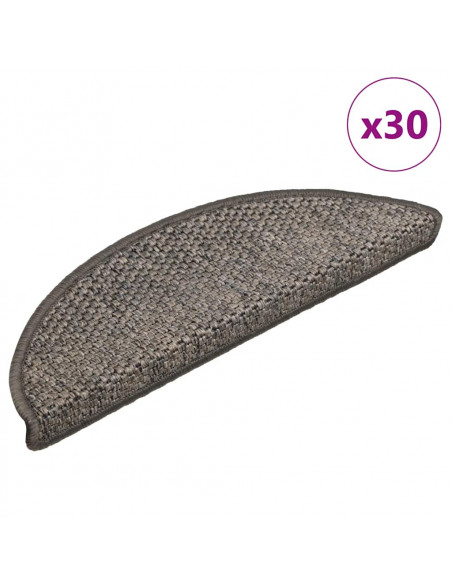 Tappeti Adesivi per Scale Sisal 30pz 56x17x3 cm Beige Marrone