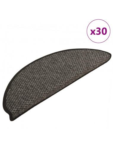 Tappeti Adesivi Scale Aspetto Sisal 30 pz 65x21x4 cm Antracite