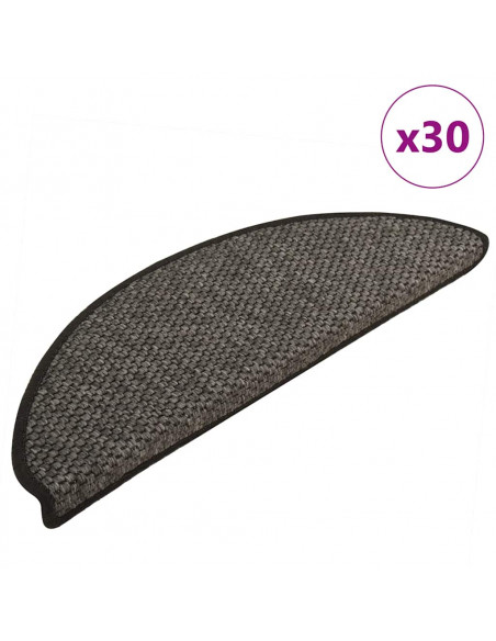 Tappeti Adesivi Scale Aspetto Sisal 30 pz 65x21x4 cm Antracite