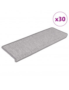 Tappeti Adesivi Scale Aspetto Sisal 30 pz 65x21x4 cm Platino