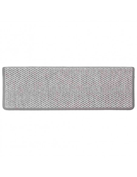 Tappeti Adesivi Scale Aspetto Sisal 30 pz 65x21x4 cm Platino