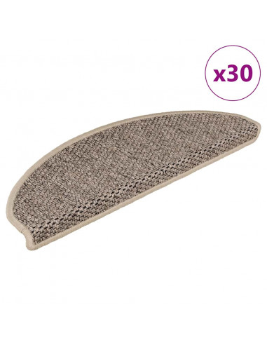 Tappeti Adesivi Scale Aspetto Sisal 30 pz 65x21x4cm Beige Scuro
