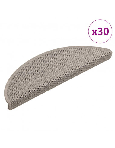 Tappeti Autoadesivi Scale Aspetto Sisal 30 pz 56x17x3cm Argento