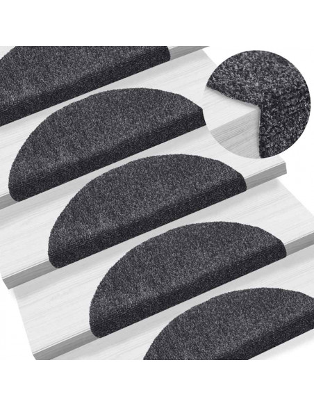 Tappetini Autoadesivi per Scale 20 pz Grigio Scuro 56x17x3 cm