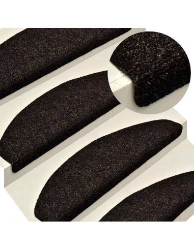 Tappetini per scale autoadesivi 20 pz 56x17x3 cm marrone semicircolari