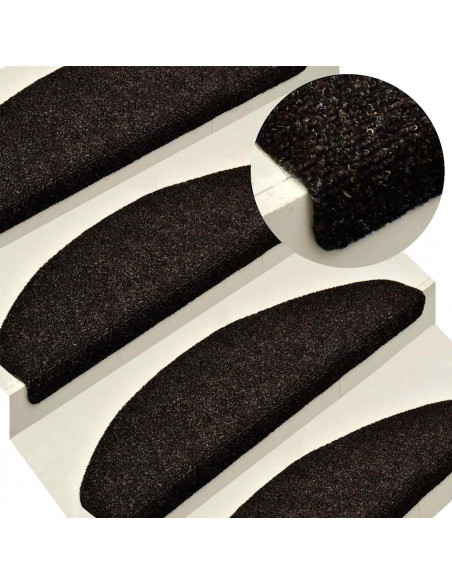 Tappetini per scale autoadesivi 20 pz 56x17x3 cm marrone semicircolari