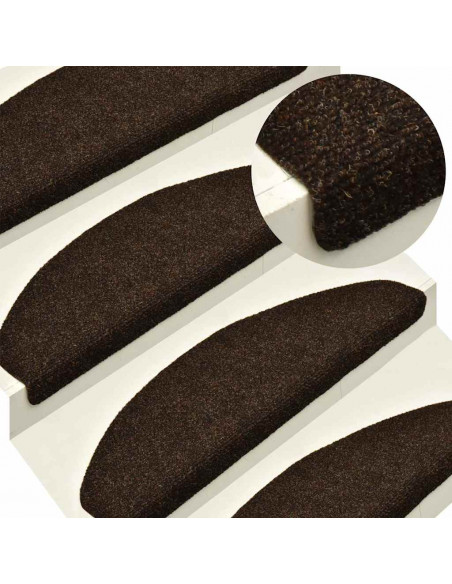 Tappetini per scale autoadesivi 20 pz 65x21x4 cm marrone semicircolari grandi
