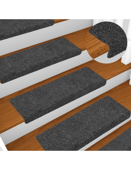 Tappetini Autoadesivi per Scale 30 pz Antracite 65x21x4 cm