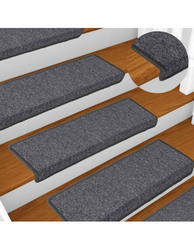 Tappetini per scale 30 pz 65x21x4 cm Grigio scuro Bordo rettangolare