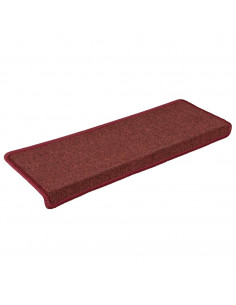 Tappetini per scale 30 pz 65x21x4 cm Bordeaux bordo rettangolare 2