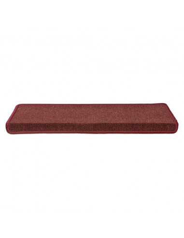 Tappetini per scale 30 pz 65x21x4 cm Bordeaux bordo rettangolare