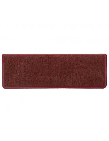 Tappetini per scale 30 pz 65x21x4 cm Bordeaux bordo rettangolare