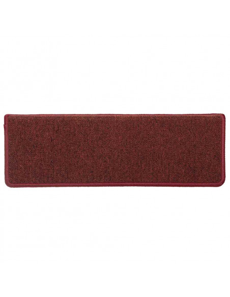 Tappetini per scale 30 pz 65x21x4 cm Bordeaux bordo rettangolare