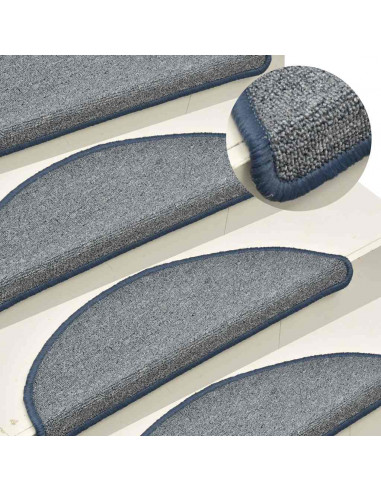 Tappetini per Scale 30 pz Grigio Chiaro e Blu 56x17x3 cm