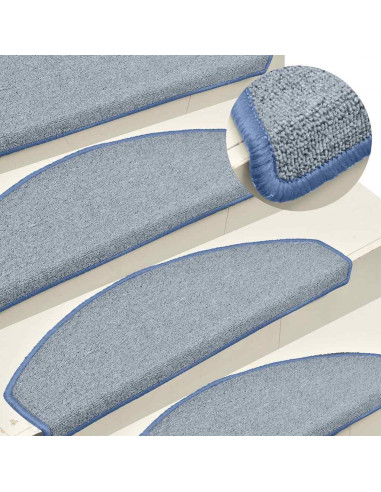 Tappetini per Scale 30 pz Grigio Chiaro e Blu 65x24x4 cm