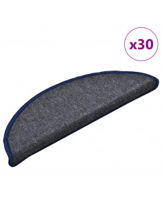 Tappetini per Scale 30 pz Grigio Scuro e Blu 56x17x3 cm