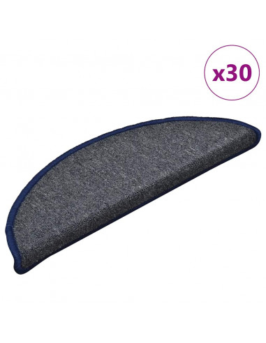 Tappetini per Scale 30 pz Grigio Scuro e Blu 56x17x3 cm