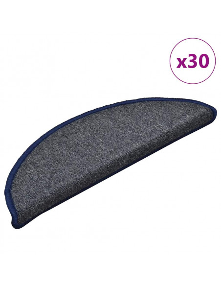 Tappetini per Scale 30 pz Grigio Scuro e Blu 56x17x3 cm