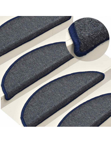Tappetini per Scale 30 pz Grigio Scuro e Blu 56x17x3 cm