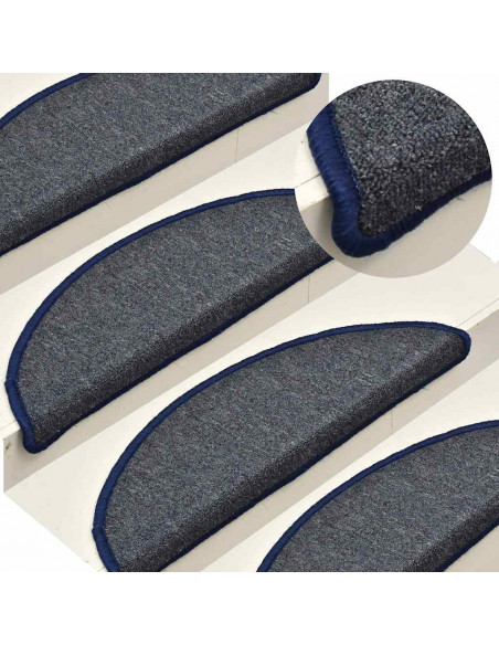 Tappetini per Scale 30 pz Grigio Scuro e Blu 56x17x3 cm