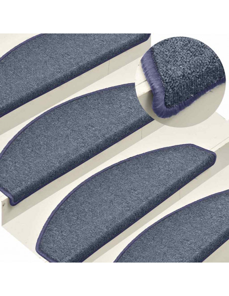Tappetini per Scale 30 pz Grigio Scuro e Blu 65x24x4 cm