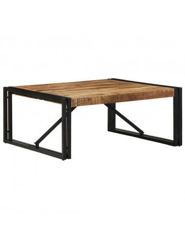 Tavolino 80x80x35 cm in Legno Massello di Mango Grezzo