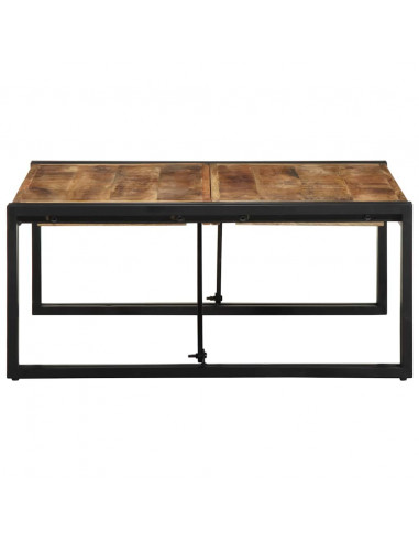 Tavolino 80x80x35 cm in Legno Massello di Mango Grezzo