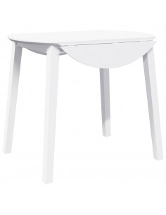 Tavolo da Pranzo Bianco in Legno Massello di Hevea 2