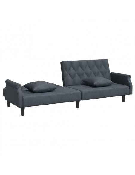 Divano Letto con Braccioli Grigio Scuro in Velluto
