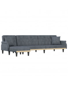 Divano Letto a L Grigio Scuro 271x140x70 cm in Velluto