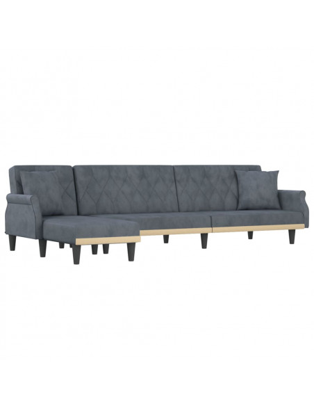 Divano Letto a L Grigio Scuro 271x140x70 cm in Velluto