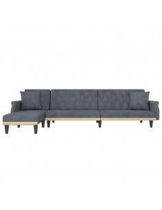 Divano Letto a L Grigio Scuro 271x140x70 cm in Velluto 2