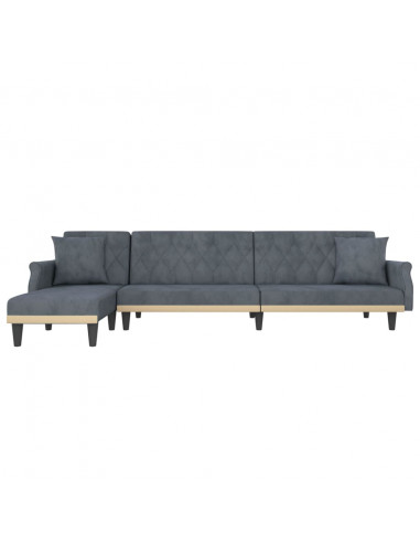Divano Letto a L Grigio Scuro 271x140x70 cm in Velluto
