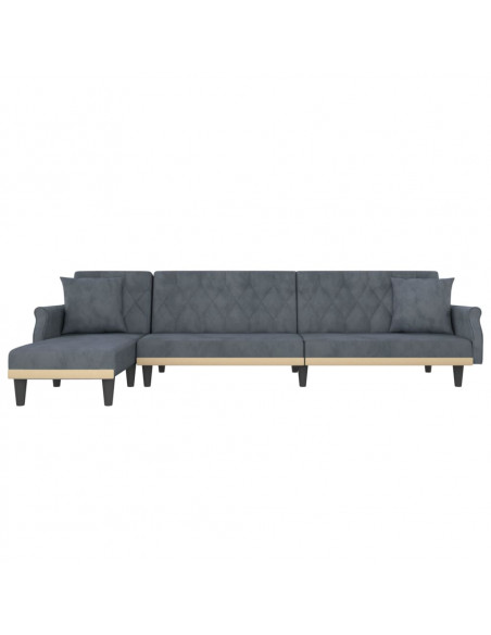 Divano Letto a L Grigio Scuro 271x140x70 cm in Velluto