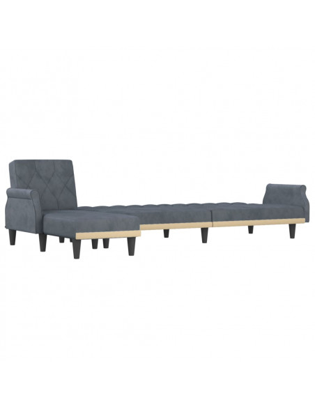 Divano Letto a L Grigio Scuro 271x140x70 cm in Velluto