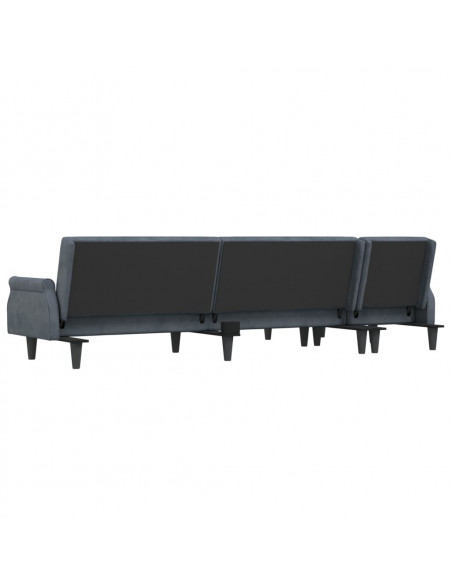Divano Letto a L Grigio Scuro 271x140x70 cm in Velluto