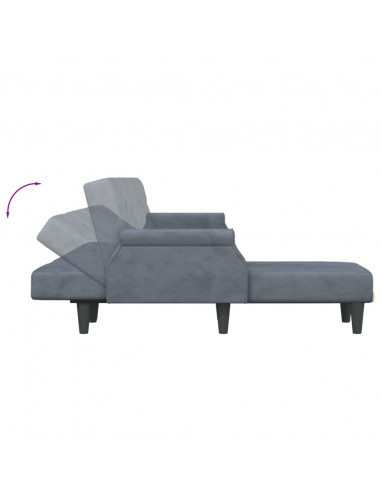 Divano Letto a L Grigio Scuro 271x140x70 cm in Velluto